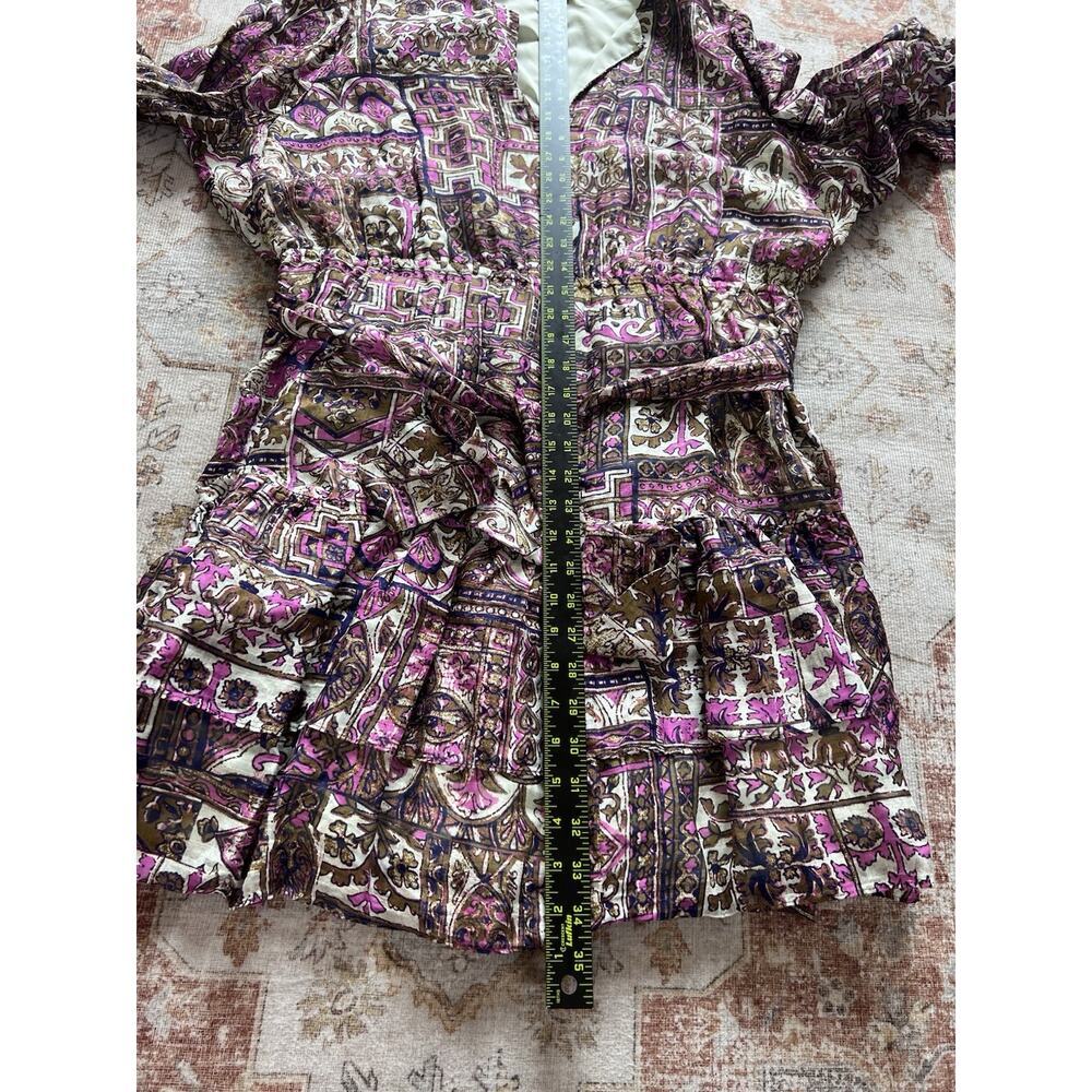 Marie Oliver Preston Mini Dress In Emerald Tile Long Sleeve Waist Belt Size XL - Picture 7 of 9